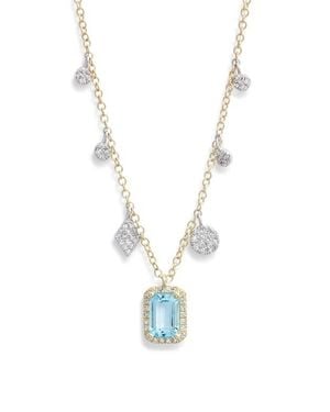 Meira T Diamond Pavé Pendant & Charms Necklace - Blue