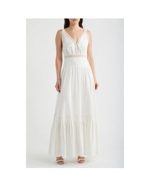 Kobi Halperin Alessia Lace Inset Detail Maxi Dress - White