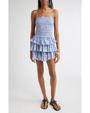 Isabel Marant Elodie Floral Print Voile Minidress - Blue