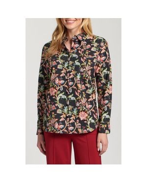 Apny Boyfriend Poplin Button-Up Shirt - Red