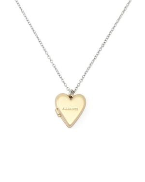 AllSaints Short Heart Locket Pendant Necklace - White