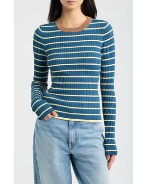 Solid & Striped The Dora Long Sleeve Ribbed Top - Blue