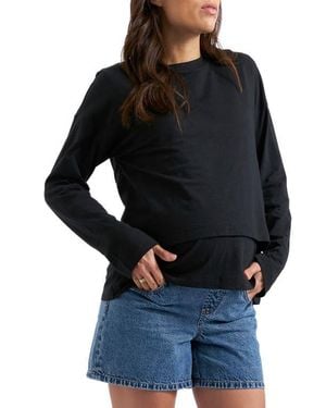 Ripe Maternity Claud Long Sleeve Nursing Top - Black