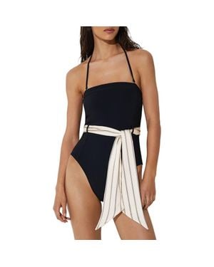 Reiss Etienne Belted Bandeau One-Piece Swimsuit - Blue