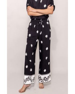MELLODAY Floral Print Ankle Pants - Blue