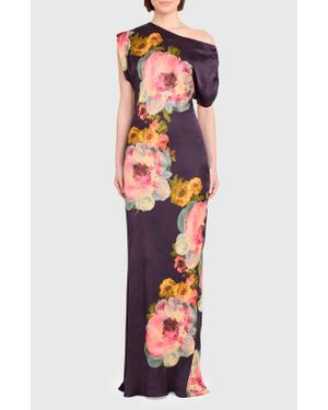 Amanda Uprichard Elroy One-Shoulder Satin Gown - White