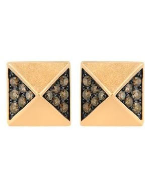 Haus of Brilliance 14K Rose 1/4 Ct Diamond Pyramid Stud Earring - Natural