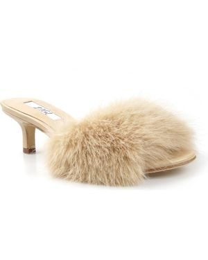 Zigi Faux Fur Kitten Heel Sandal - Natural