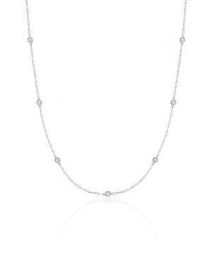 Crislu Aura Cubic Zirconia Station Necklace - White