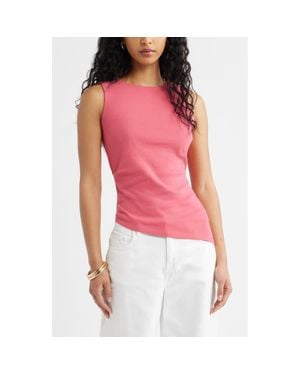 Open Edit Asymmetric Rib Cotton Tank - Red