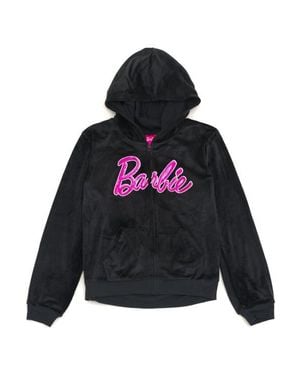 Barbie Velour Zip-Up Hoodie - Black