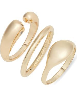 Nordstrom Set Of 3 Organic Teardrop Band Rings - Metallic