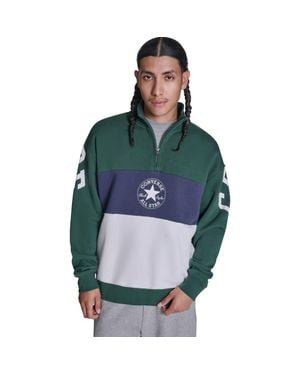 Converse Retro Stripe Relaxed Quarter-Zip Sweatshirt - Green
