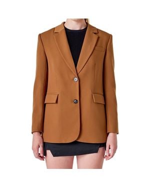 Endless Rose Everyday Oversize Two-Button Blazer - Brown