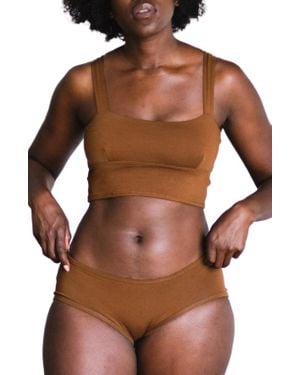 PROCLAIM Organic Cotton Square Neck Bralette - Brown