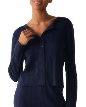 Petite Plume Pointelle Cotton Cardigan - Blue