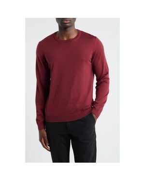BOSS Leno Virgin Wool Crewneck Sweater - Red