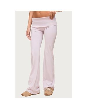 Edikted Oriane Foldover Flare Leggings - Pink