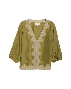 The Great The Long Sleeve Legacy Silk Top - Green