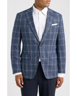 BOSS Hutson Slim Fit Windowpane Check Sport Coat - Blue