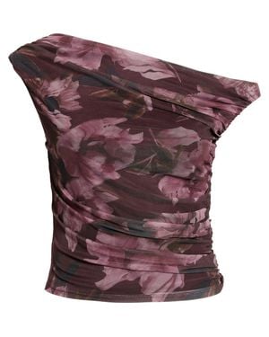 Open Edit Cap Sleeve Mesh Top - Purple
