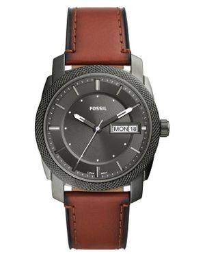 Fossil Machine Leather Strap Watch, 42Mm - Gray