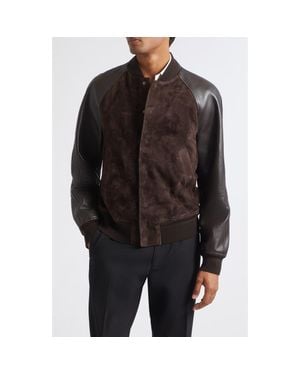 Tom Ford Suede & Leather Bomber Jacket - Black