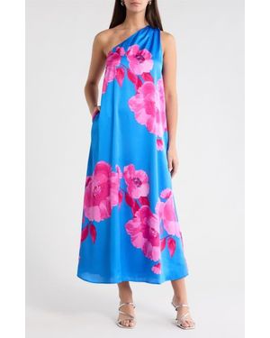 Sugarlips Glena Floral One-Shoulder Maxi Dress - Blue