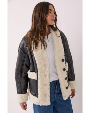 Nasty Gal Borg Bonded 80S Aviator Jacket - Black