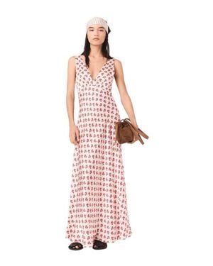 Maje Patterned Silk Dress - Pink