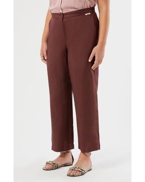 Marina Rinaldi Vorafo Wide Leg Linen Pants - Red