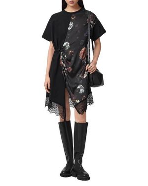 AllSaints Lana Lace Hem Minidress - Black