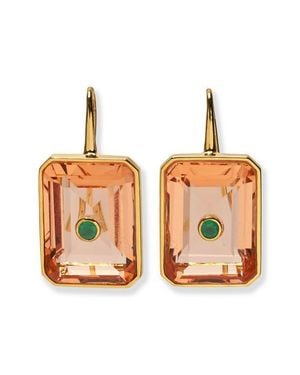 Lizzie Fortunato Emerald Cut Tile Earrings - Orange