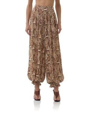 AFRM Vesper Snakeskin Print Pants - Brown