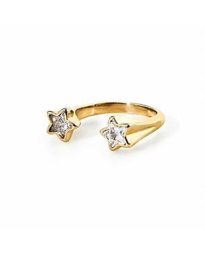 Meideya Crystal Double Star Ring - Metallic