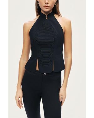Nocturne Halter Neck Structured Top - Blue