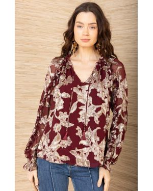 Hale Bob Robin Lurex Chiffon Top - Brown
