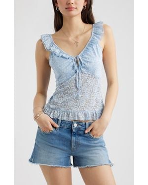 BP. Pretty Lace Ruffle Tank - Blue