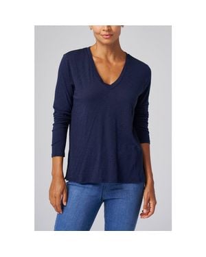 Franne Golde Slub Jersey Long Sleeve Tee - Blue