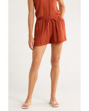 Elan Tie Waist Cover-Up Shorts - Red