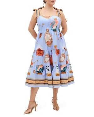 City Chic Casey Fit & Flare Sundress - Blue