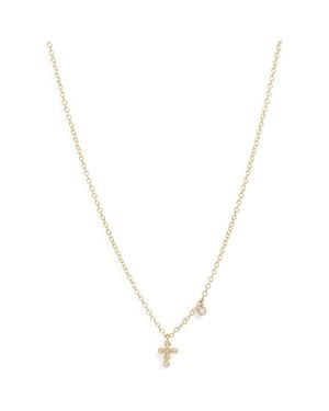 Meira T 14K Diamond Cross Pendant Necklace - Metallic