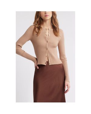Open Edit Rib Cardigan - Brown