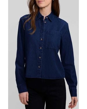 Foxcroft Jodie Denim Button-Up Shirt - Blue