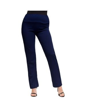 24seven Comfort Apparel Maternity Stretch High Waist Dress Pants - Blue