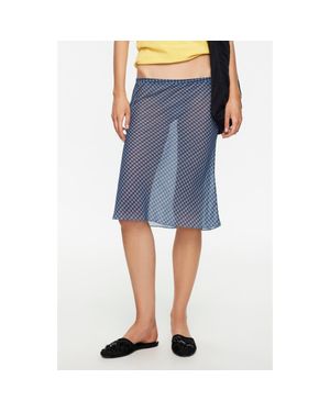 Lioness Shoreline Sheer Check Skirt - Blue