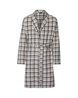 Hanro Cozy Comfort 100% Woven Cotton Flannel Robe - Gray