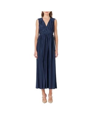 Endless Rose Sleeveless Micropleat Maxi Dress - Blue