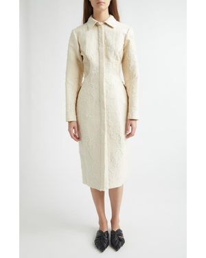 Meruert Tolegen Floral Jacquard Cocoon Coat - Natural