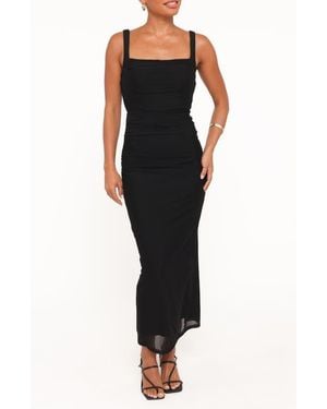 Petal & Pup Eira Ruched Sleeveless Maxi Dress - Black